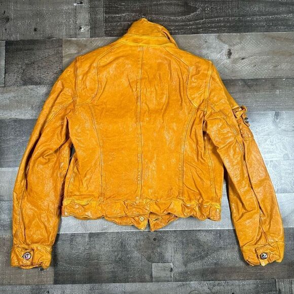 Santacroce Women’s Large Firenze Thick Genuine Italian Leather Jacket Orange NWT - Picture 9 of 9